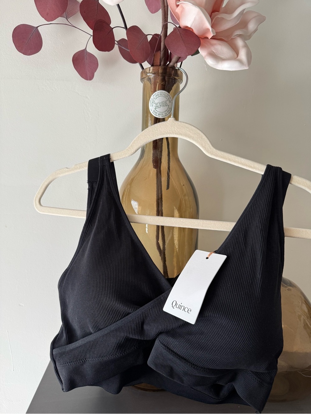 Quince Seamless Crossover Nursing & Lounge Bra 2-Pack Black Size L NWT